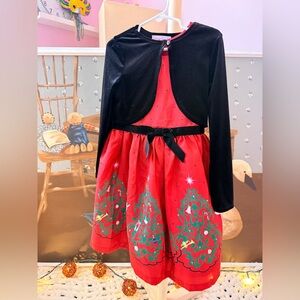Festive Red and Black Kids Seasons Dres